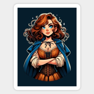 Red Haired Sorceress in a Blue Cloak - Fantasy Magnet